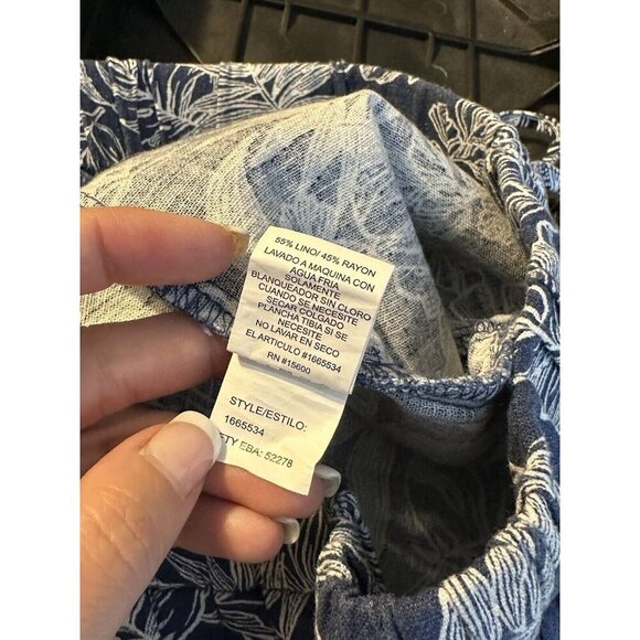 Briggs Linen Blend‎ Pull-On Shorts Small Tropical Print Blue White S Women’s - Picture 9 of 9